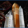 Space Shuttle Endeavour displayed vertically in new exhibit at California Science Center